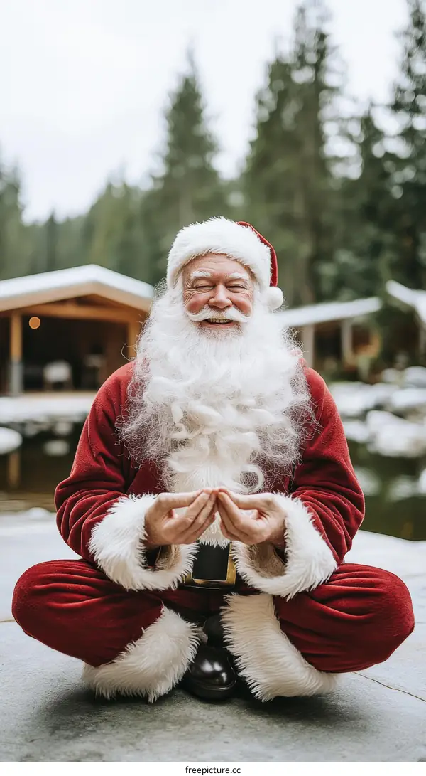 Santa Claus Meditating in Nature