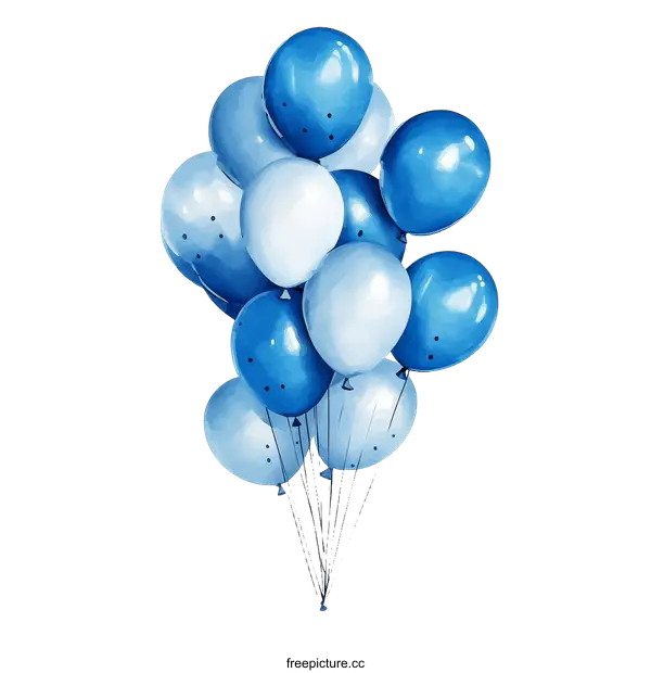 [Transparent Background PNG]Colorful Bunch of Blue and White Balloons
