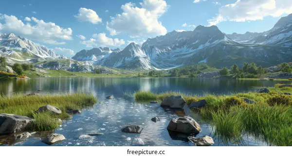 Tranquil Mountain Lake Landscape