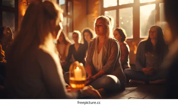 A Group of Women Meditating in a Circle