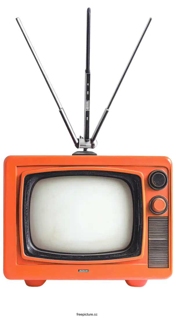 [Transparent Background PNG]Vintage Retro Orange Television Set