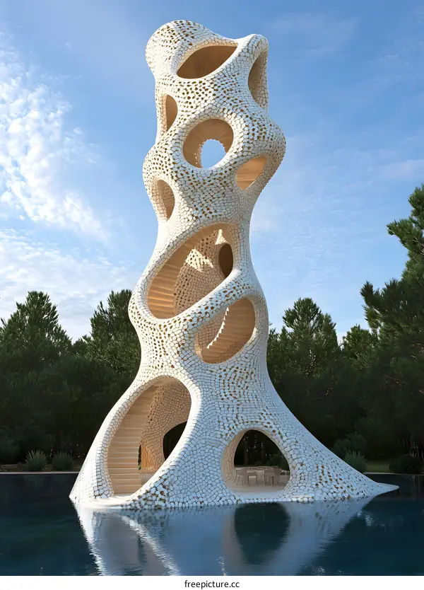 Modern Abstract Architecture Design with Wooden Staircase