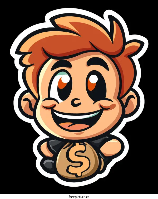 Happy Boy Hugging Money Bag Illustration