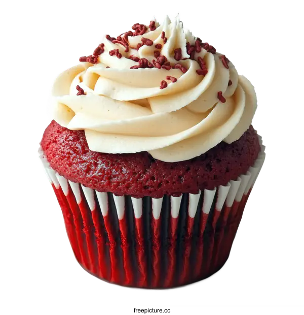 [Transparent Background PNG]Delicious Red Velvet Cupcake with Creamy Frosting