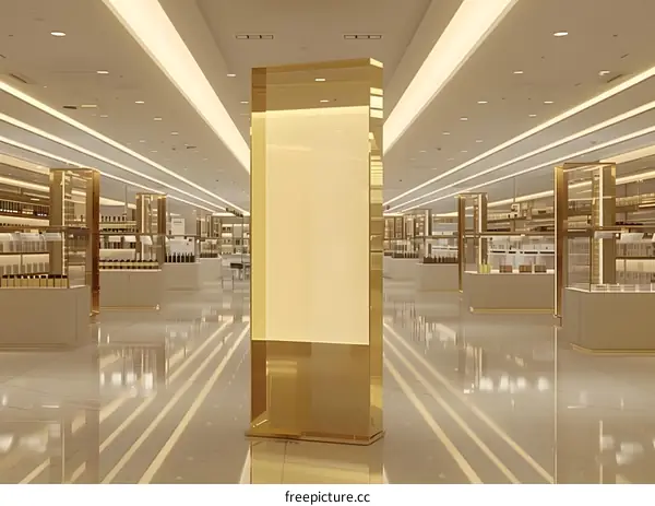 Empty Retail Store Interior with Golden Frame