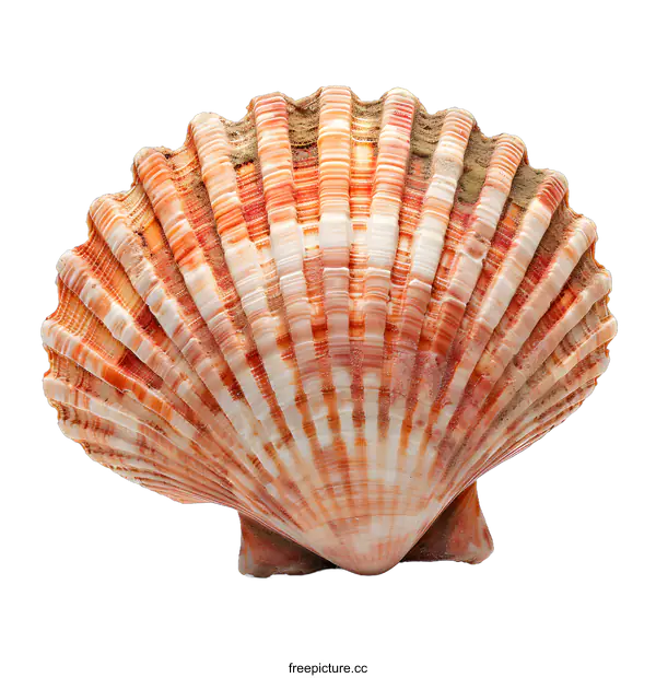 [Transparent Background PNG]A beautiful seashell with orange and white stripes.