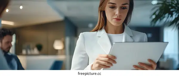Businesswoman Using Tablet in Office