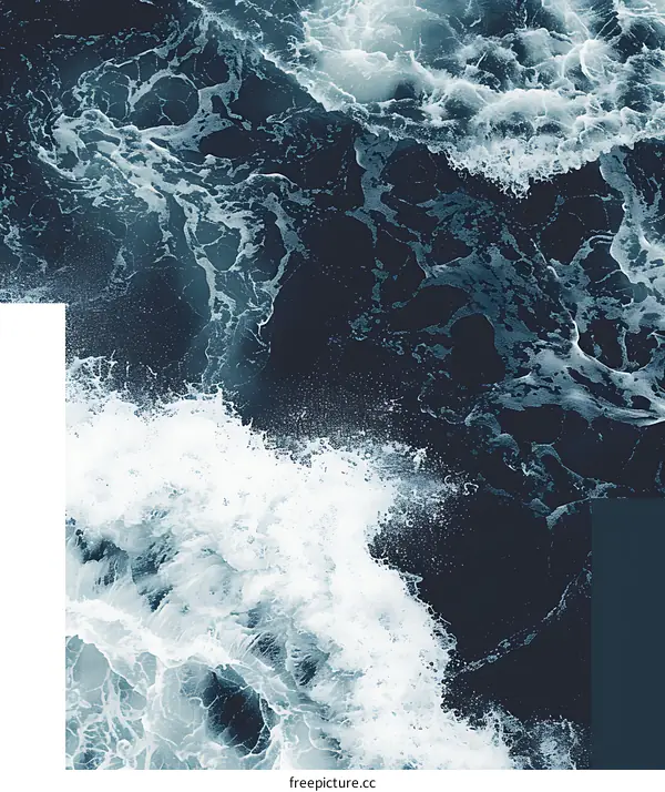 Aerial View of Ocean Waves Crashing