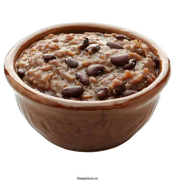 [Transparent Background PNG]Bowl of Refried Beans