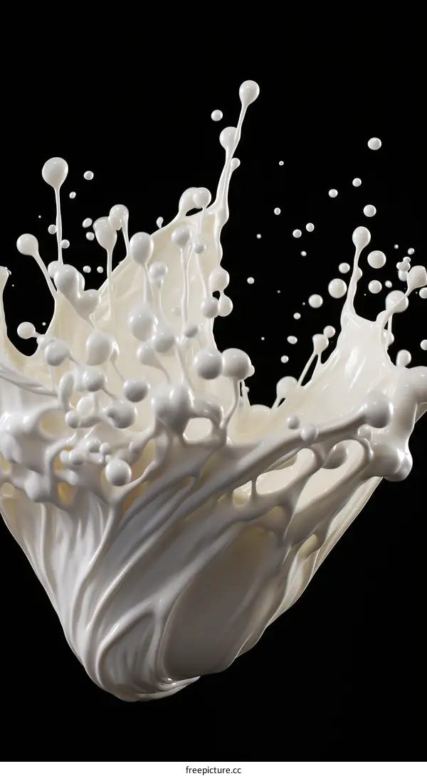 White liquid splash with droplets