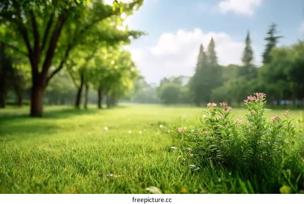 Peaceful park scene on a sunny day