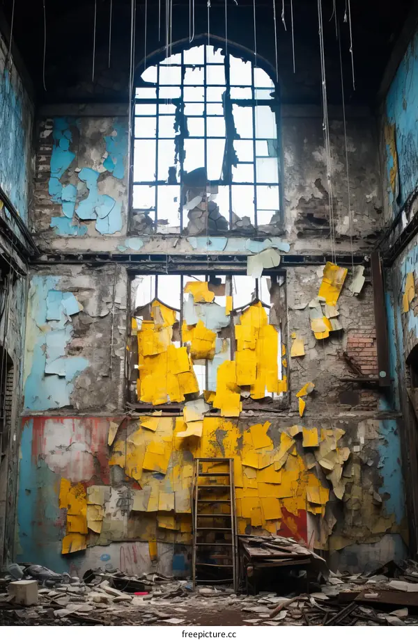 Rundown interior of an old factory building