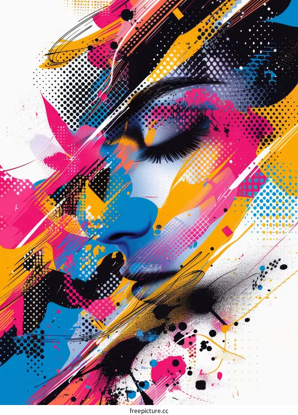 Colorful abstract portrait of a woman
