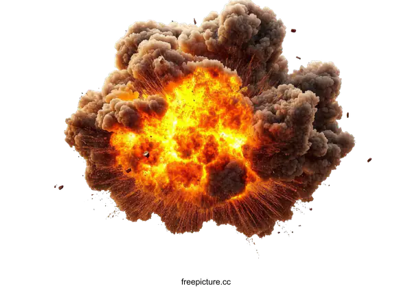 [Transparent Background PNG]Powerful Explosion Illustration with Smoke and Debris