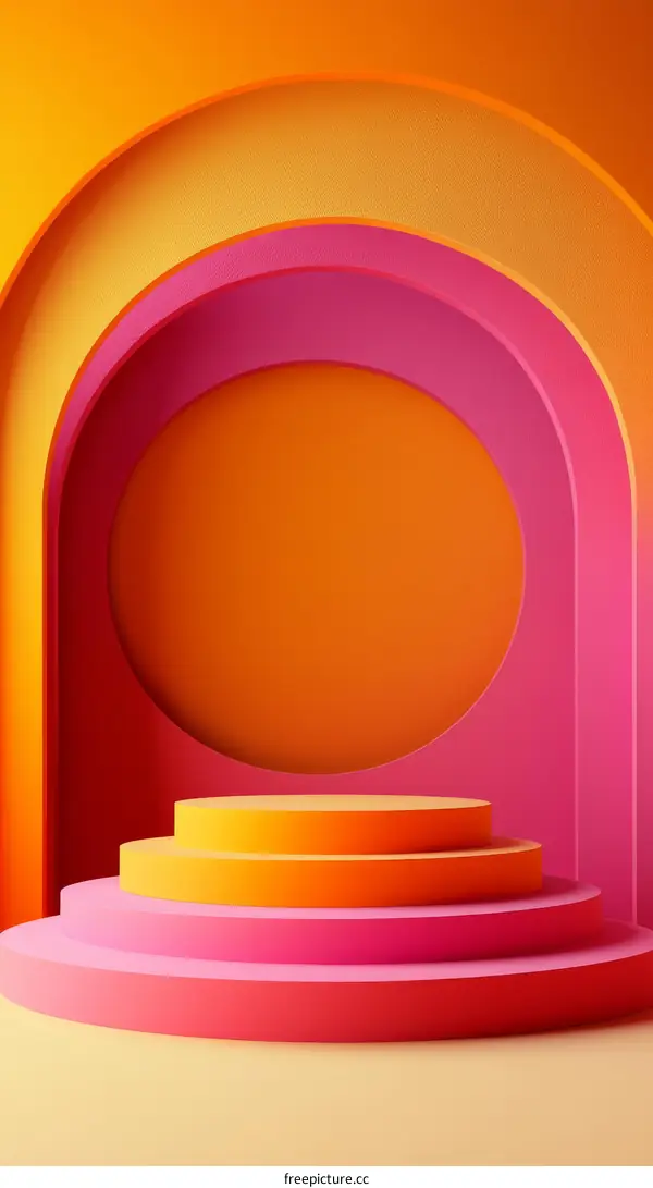 Abstract Colorful Geometric 3D Display Podium