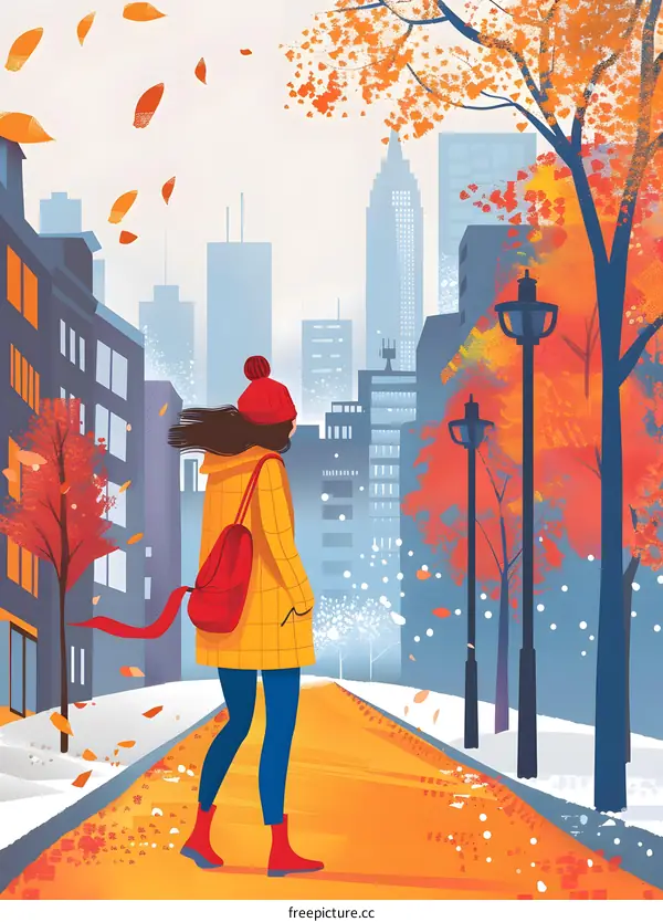 Autumn Leaves Fall in the City