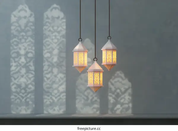 Ramadan Hanging Lanterns Decorated Wall