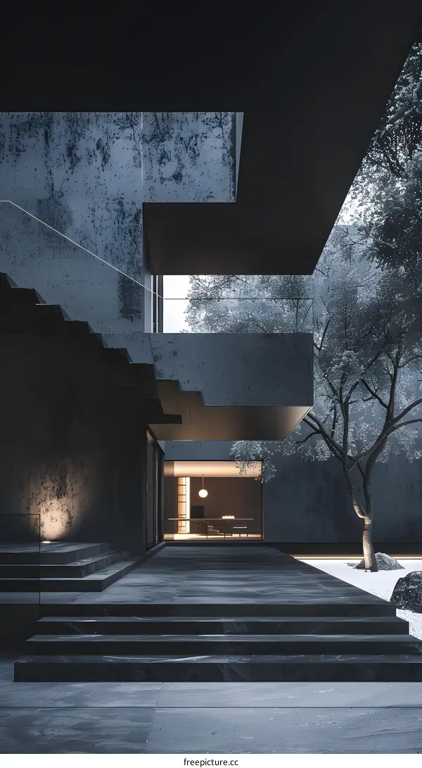 Modern Architecture House With Concrete Stairs