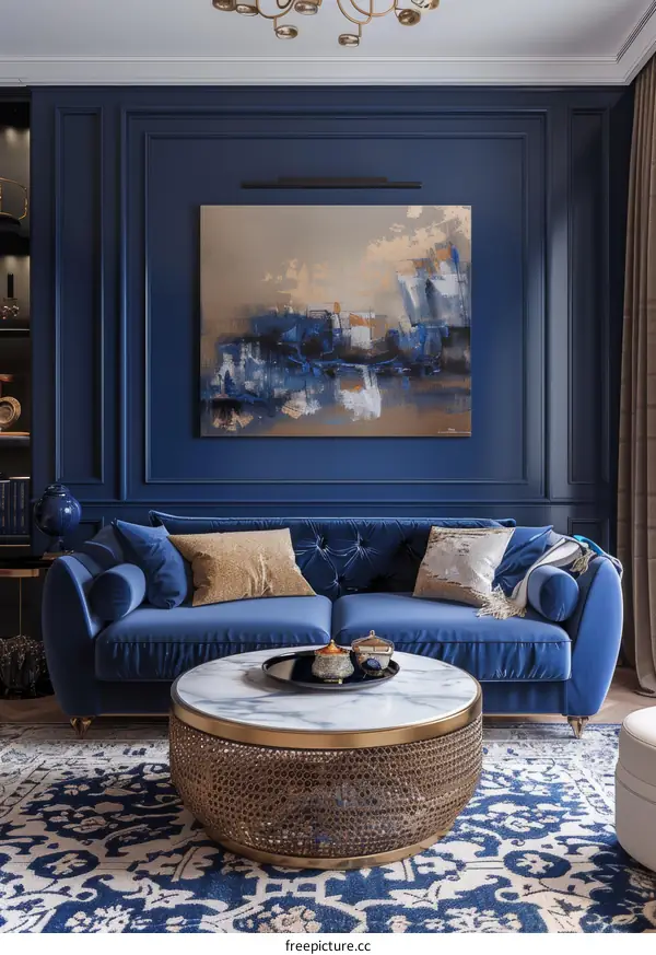 Blue and Gray Modern Style Living Room