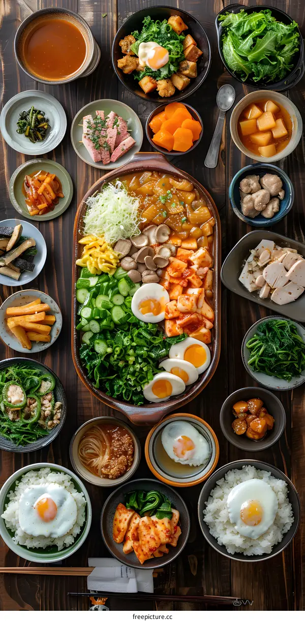 A table full of delicious Korean food