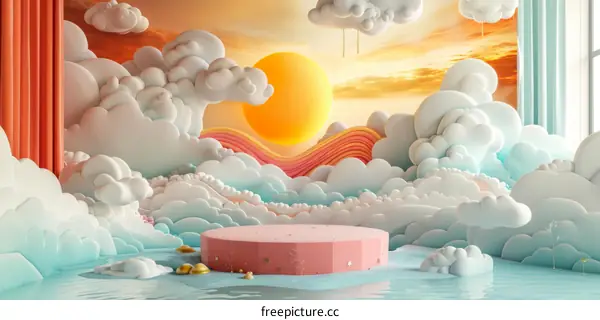 Colorful Cloud Sunset Display Platform