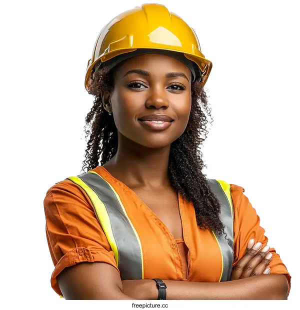 [Transparent Background PNG]Confident African American Woman Engineer Portrait