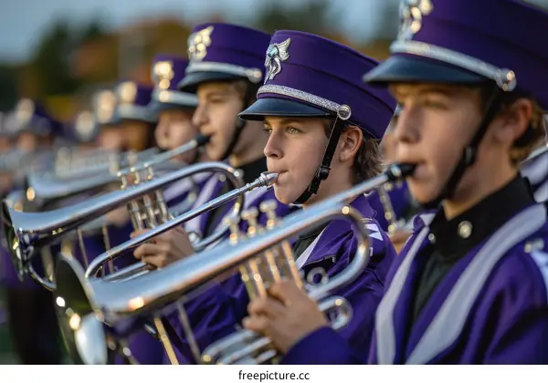 High school marching band trumpet player