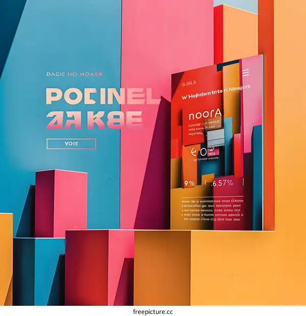 Abstract Geometric Shapes Design with Text