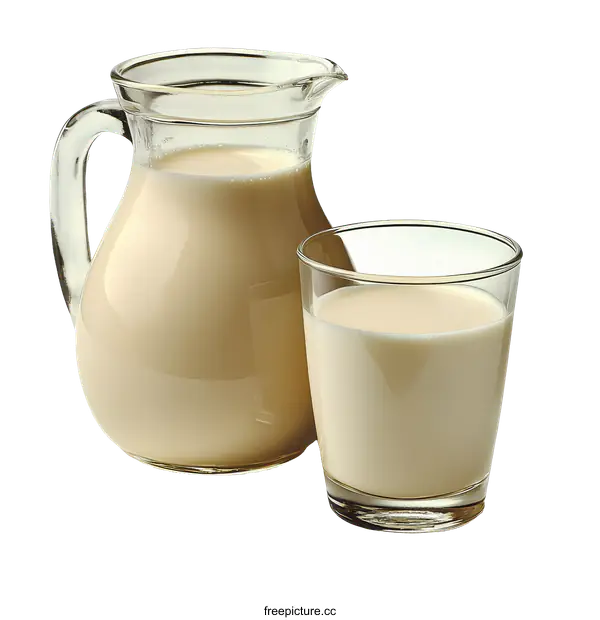[Transparent Background PNG]Milk Jug and Glass with Healthy Drink