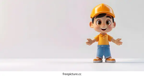 Smiling Cartoon Construction Worker