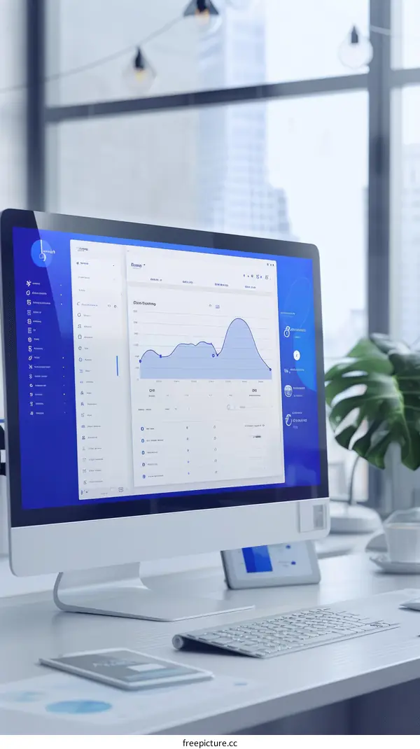A computer displaying a dashboard with charts and graphs.
