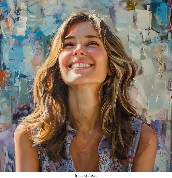 portrait of a beautiful smiling woman with long blond hair