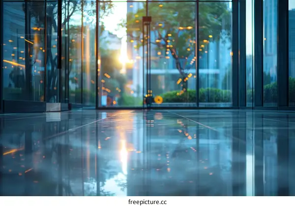 Modern Office Building Interior With Glass Entrance