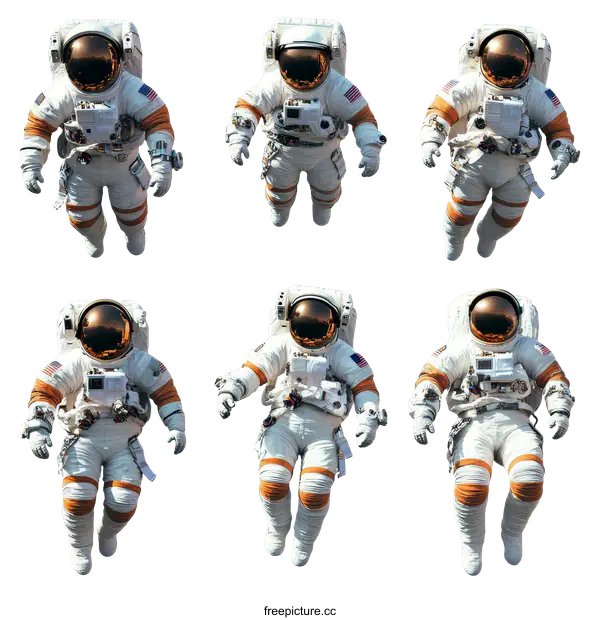 [Transparent Background PNG]Astronauts in Space Suits Floating in Space