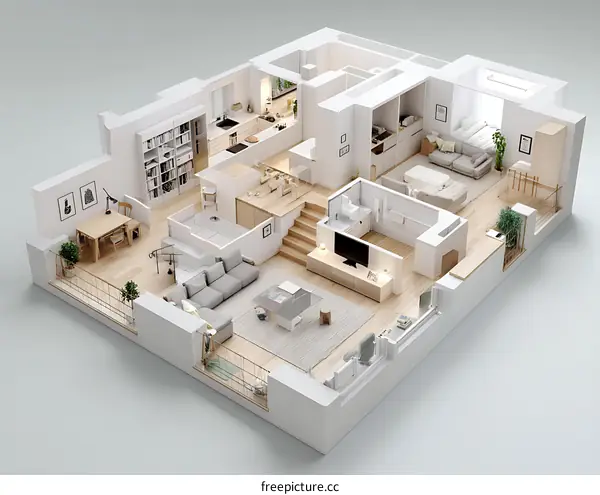 Modern Apartment Floor Plan Illustration
