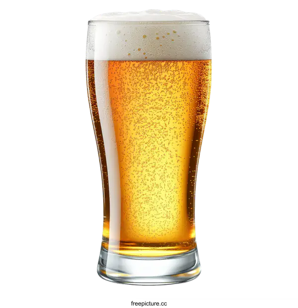 [Transparent Background PNG]Full Glass of Beer with Frothy Head