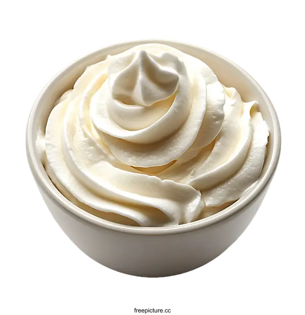 [Transparent Background PNG]Whipped Cream in a Bowl Close-up
