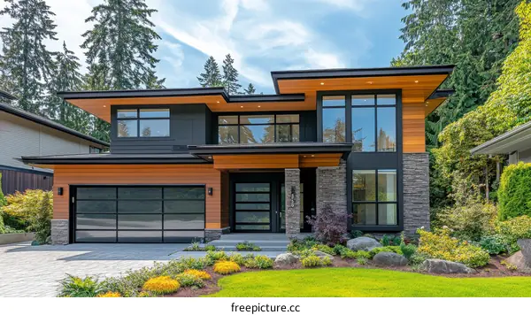 Modern House Exterior with Landscaping