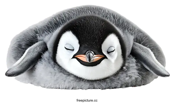 [Transparent Background PNG]Adorable Baby Penguin Napping