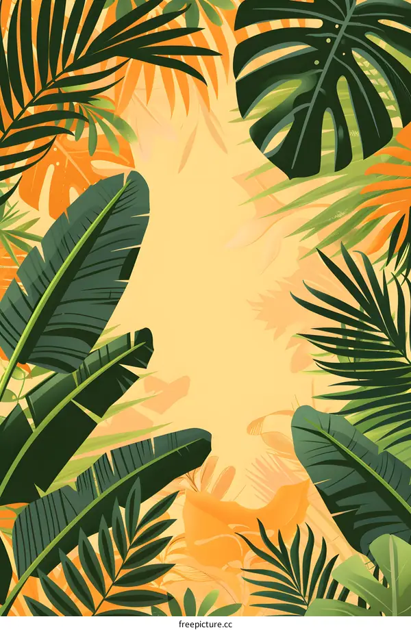 Tropical Leaves Border Background Design