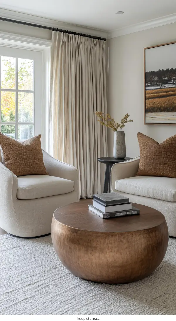 Modern Beige Living Room Interior Design