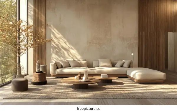 Modern Minimalist Beige Living Room Design