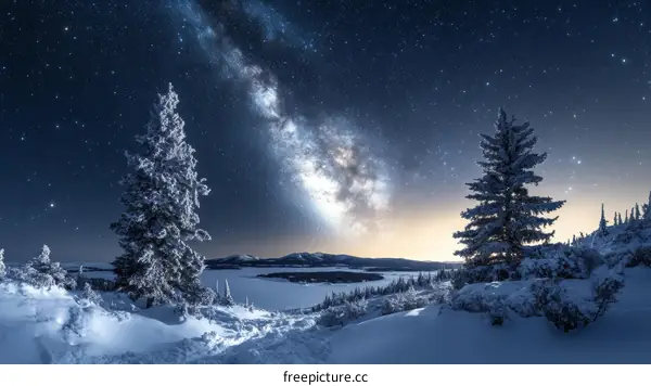 Winter Wonderland Under the Milky Way
