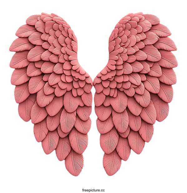 [Transparent Background PNG]Beautiful Pink Feather Angel Wings Design