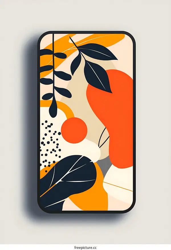 Abstract Art Phone Wallpaper With Leaf Shapes