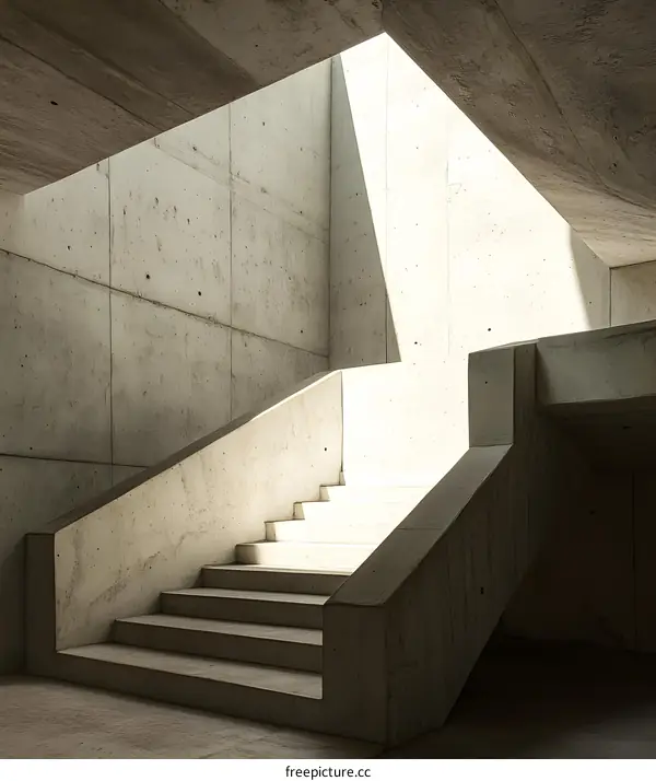 Concrete Staircase with Light Shining Through