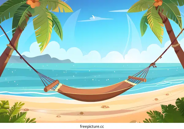 Tropical Beach Hammock Illustration