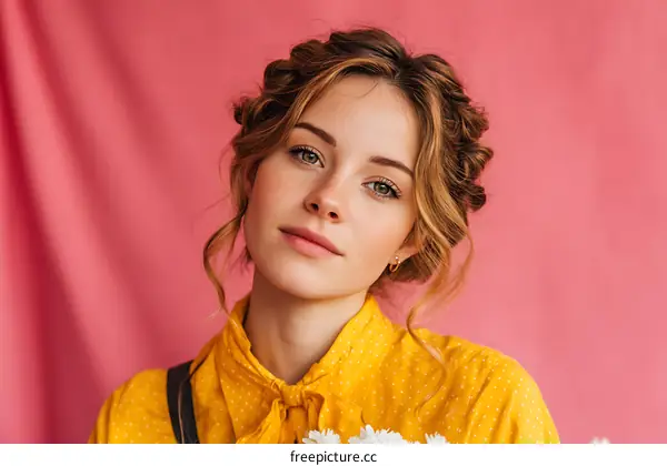 Portrait of a Caucasian Woman with Stylish Hair