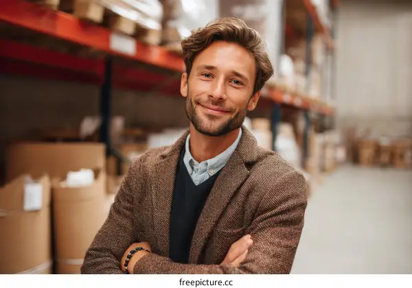 Warehouse Manager Portrait in a Busy Environment
