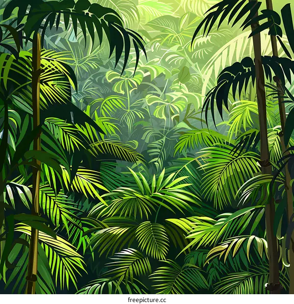 Tropical Rainforest Lush Greenery Dense Jungle Foliage